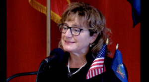 Woman with flags